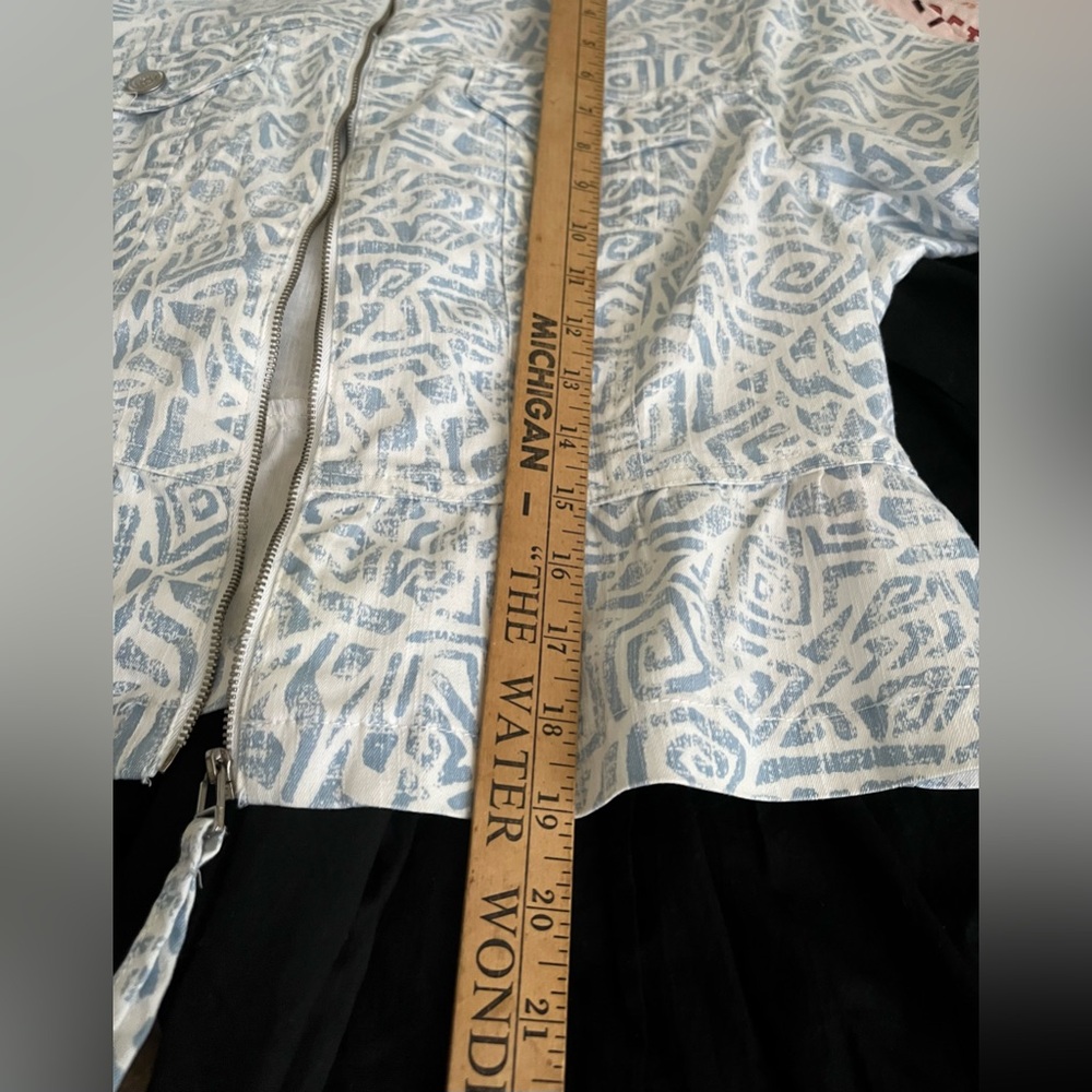 Ruby Rd. Blue And White Pattern Cotton Jean Jacket - Picture 8 of 8
